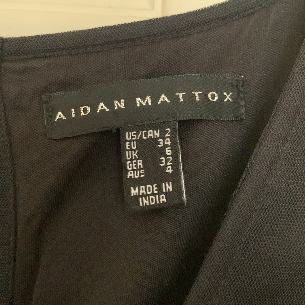 Aidan Mattox Black dress with beautiful embroidered red and pink flowers - Picture 4 of 7